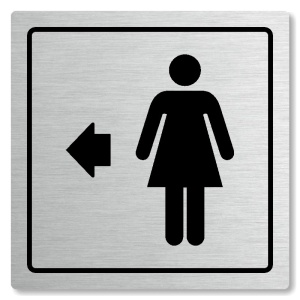 WC ženy vlevo, 80x80mm, stříbrná, Arizona